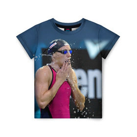 Детская футболка 3D с принтом Пловец в Тюмени, 100% гипоаллергенный полиэфир | прямой крой, круглый вырез горловины, длина до линии бедер, чуть спущенное плечо, ткань немного тянется | swimmer