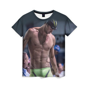 Женская футболка 3D с принтом Пловец в Тюмени, 100% полиэфир ( синтетическое хлопкоподобное полотно) | прямой крой, круглый вырез горловины, длина до линии бедер | swimmer