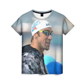 Женская футболка 3D с принтом Swimmer в Тюмени, 100% полиэфир ( синтетическое хлопкоподобное полотно) | прямой крой, круглый вырез горловины, длина до линии бедер | пловец