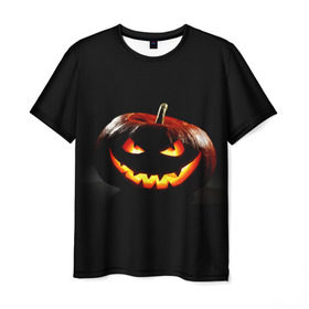 Мужская футболка 3D с принтом Хитрая тыква в Тюмени, 100% полиэфир | прямой крой, круглый вырез горловины, длина до линии бедер | Тематика изображения на принте: halloween | в идеи подарков в хеллоуин | тыквы | хеллоиун | хэллоуин | хэлоуин