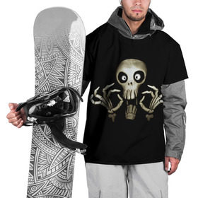 Накидка на куртку 3D с принтом Скeлетик в Тюмени, 100% полиэстер |  | bones | halloween | skull в идеи подарков в хеллоуин | скелет | скелеты | хеллоиун | хэллоуин | хэлоуин | череп | черепа