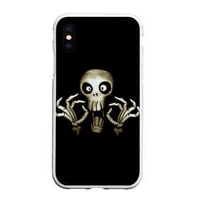 Чехол для iPhone XS Max матовый с принтом Скeлетик в Тюмени, Силикон | Область печати: задняя сторона чехла, без боковых панелей | bones | halloween | skull в идеи подарков в хеллоуин | скелет | скелеты | хеллоиун | хэллоуин | хэлоуин | череп | черепа
