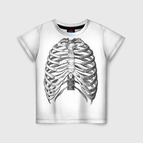 Детская футболка 3D с принтом Ребра в Тюмени, 100% гипоаллергенный полиэфир | прямой крой, круглый вырез горловины, длина до линии бедер, чуть спущенное плечо, ткань немного тянется | bones | halloween | skull | скелет | скелеты | хеллоиун | хэллоуин | хэлоуин | череп | черепа
