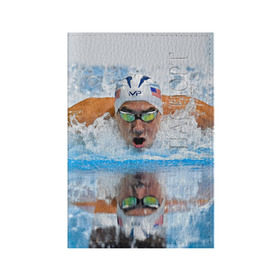 Обложка для паспорта матовая кожа с принтом Пловец в Тюмени, натуральная матовая кожа | размер 19,3 х 13,7 см; прозрачные пластиковые крепления | Тематика изображения на принте: плавание