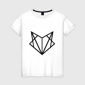 Женская футболка хлопок с принтом Лиса геометрия в Тюмени, 100% хлопок | прямой крой, круглый вырез горловины, длина до линии бедер, слегка спущенное плечо | геометрия | лиса | стиль | треугольники