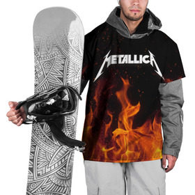 Накидка на куртку 3D с принтом Metallica fire в Тюмени, 100% полиэстер |  | металлика