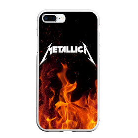 Чехол для iPhone 7Plus/8 Plus матовый с принтом Metallica fire в Тюмени, Силикон | Область печати: задняя сторона чехла, без боковых панелей | металлика