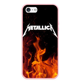 Чехол для iPhone 5/5S матовый с принтом Metallica fire в Тюмени, Силикон | Область печати: задняя сторона чехла, без боковых панелей | металлика