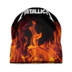 Шапка 3D с принтом Metallica fire в Тюмени, 100% полиэстер | универсальный размер, печать по всей поверхности изделия | металлика