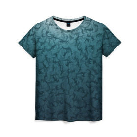 Женская футболка 3D с принтом Акулы-молоты в Тюмени, 100% полиэфир ( синтетическое хлопкоподобное полотно) | прямой крой, круглый вырез горловины, длина до линии бедер | камуфляж | море | океан | рыба