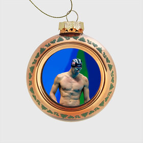 Стеклянный ёлочный шар с принтом Michael Phelps в Тюмени, Стекло | Диаметр: 80 мм | бассейн | пловец | чемпион. фелепс