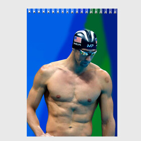Скетчбук с принтом Michael Phelps в Тюмени, 100% бумага
 | 48 листов, плотность листов — 100 г/м2, плотность картонной обложки — 250 г/м2. Листы скреплены сверху удобной пружинной спиралью | бассейн | пловец | чемпион. фелепс