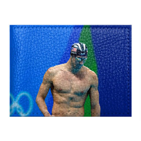 Обложка для студенческого билета с принтом Michael Phelps в Тюмени, натуральная кожа | Размер: 11*8 см; Печать на всей внешней стороне | Тематика изображения на принте: бассейн | пловец | чемпион. фелепс