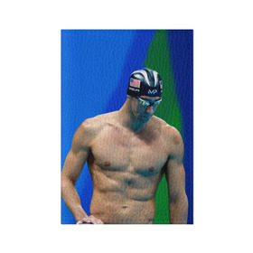 Обложка для паспорта матовая кожа с принтом Michael Phelps в Тюмени, натуральная матовая кожа | размер 19,3 х 13,7 см; прозрачные пластиковые крепления | бассейн | пловец | чемпион. фелепс