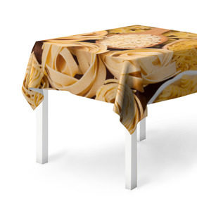 Скатерть 3D с принтом Макарошки в Тюмени, 100% полиэстер (ткань не мнется и не растягивается) | Размер: 150*150 см | Тематика изображения на принте: еда | макароны | текстуры | узоры