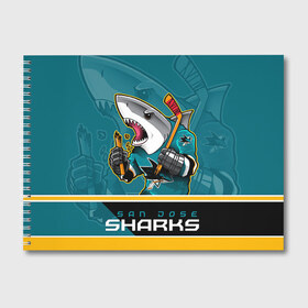 Альбом для рисования с принтом San Jose Sharks в Тюмени, 100% бумага
 | матовая бумага, плотность 200 мг. | nhl | san jose sharks | sharks | stanley cup | кубок стенли | кубок стэнли | нхл | сан хосе | сан хосе шаркс | хоккей | хоккейный клуб | шаркс