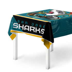 Скатерть 3D с принтом San Jose Sharks в Тюмени, 100% полиэстер (ткань не мнется и не растягивается) | Размер: 150*150 см | nhl | san jose sharks | sharks | stanley cup | кубок стенли | кубок стэнли | нхл | сан хосе | сан хосе шаркс | хоккей | хоккейный клуб | шаркс