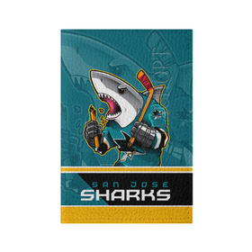 Обложка для паспорта матовая кожа с принтом San Jose Sharks в Тюмени, натуральная матовая кожа | размер 19,3 х 13,7 см; прозрачные пластиковые крепления | nhl | san jose sharks | sharks | stanley cup | кубок стенли | кубок стэнли | нхл | сан хосе | сан хосе шаркс | хоккей | хоккейный клуб | шаркс