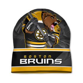 Шапка 3D с принтом Boston Bruins в Тюмени, 100% полиэстер | универсальный размер, печать по всей поверхности изделия | Тематика изображения на принте: boston bruins | nhl | stanley cup | бостон | бостон брюинз | брюинз | брюинс | кубок стенли | кубок стэнли | нхл | хоккей | хоккейный клуб | худобин