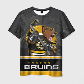 Мужская футболка 3D с принтом Boston Bruins в Тюмени, 100% полиэфир | прямой крой, круглый вырез горловины, длина до линии бедер | Тематика изображения на принте: boston bruins | nhl | stanley cup | бостон | бостон брюинз | брюинз | брюинс | кубок стенли | кубок стэнли | нхл | хоккей | хоккейный клуб | худобин