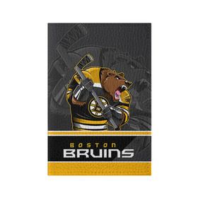 Обложка для паспорта матовая кожа с принтом Boston Bruins в Тюмени, натуральная матовая кожа | размер 19,3 х 13,7 см; прозрачные пластиковые крепления | boston bruins | nhl | stanley cup | бостон | бостон брюинз | брюинз | брюинс | кубок стенли | кубок стэнли | нхл | хоккей | хоккейный клуб | худобин