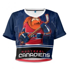 Женская футболка 3D укороченная с принтом Montreal Canadiens в Тюмени, 100% полиэстер | круглая горловина, длина футболки до линии талии, рукава с отворотами | montreal canadiens | nhl | stanley cup | емелин | кубок стенли | кубок стэнли | марков | монреаль | монреаль канадиенс | нхл | радулов | хоккей | хоккейный клуб