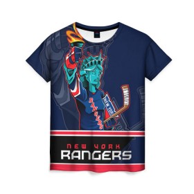 Женская футболка 3D с принтом New York Rangers в Тюмени, 100% полиэфир ( синтетическое хлопкоподобное полотно) | прямой крой, круглый вырез горловины, длина до линии бедер | new york rangers | nhl | stanley cup | кубок стенли | кубок стэнли | нхл | нью йорк рейнджерс | нью йорк рейнджеры | рейнджеры | хоккей | хоккейный клуб