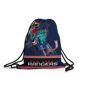 Рюкзак-мешок 3D с принтом New York Rangers в Тюмени, 100% полиэстер | плотность ткани — 200 г/м2, размер — 35 х 45 см; лямки — толстые шнурки, застежка на шнуровке, без карманов и подкладки | Тематика изображения на принте: new york rangers | nhl | stanley cup | кубок стенли | кубок стэнли | нхл | нью йорк рейнджерс | нью йорк рейнджеры | рейнджеры | хоккей | хоккейный клуб