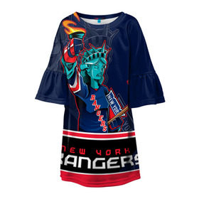 Детское платье 3D с принтом New York Rangers в Тюмени, 100% полиэстер | прямой силуэт, чуть расширенный к низу. Круглая горловина, на рукавах — воланы | new york rangers | nhl | stanley cup | кубок стенли | кубок стэнли | нхл | нью йорк рейнджерс | нью йорк рейнджеры | рейнджеры | хоккей | хоккейный клуб