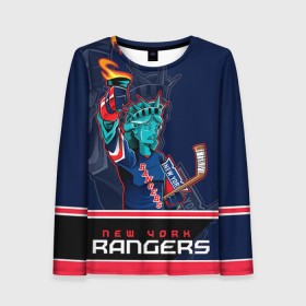 Женский лонгслив 3D с принтом New York Rangers в Тюмени, 100% полиэстер | длинные рукава, круглый вырез горловины, полуприлегающий силуэт | new york rangers | nhl | stanley cup | кубок стенли | кубок стэнли | нхл | нью йорк рейнджерс | нью йорк рейнджеры | рейнджеры | хоккей | хоккейный клуб
