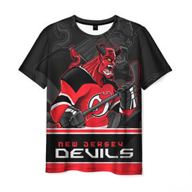 Мужская футболка 3D с принтом New Jersey Devils в Тюмени, 100% полиэфир | прямой крой, круглый вырез горловины, длина до линии бедер | new jersey devils | nhl | stanley cup | дъяволы нью джерси | калинин | кубок стенли | кубок стэнли | нхл | нью джерси девилз | хоккей | хоккейный клуб