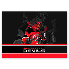 Поздравительная открытка с принтом New Jersey Devils в Тюмени, 100% бумага | плотность бумаги 280 г/м2, матовая, на обратной стороне линовка и место для марки
 | Тематика изображения на принте: new jersey devils | nhl | stanley cup | дъяволы нью джерси | калинин | кубок стенли | кубок стэнли | нхл | нью джерси девилз | хоккей | хоккейный клуб