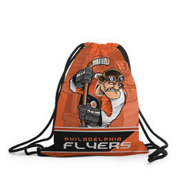 Рюкзак-мешок 3D с принтом Philadelphia Flyers в Тюмени, 100% полиэстер | плотность ткани — 200 г/м2, размер — 35 х 45 см; лямки — толстые шнурки, застежка на шнуровке, без карманов и подкладки | nhl | philadelphia flyers | stanley cup | кубок стенли | кубок стэнли | нхл | филадельфия | филадельфия флайерз | флаерс | хоккей | хоккейный клуб