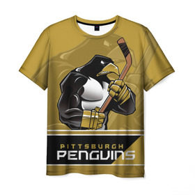 Мужская футболка 3D с принтом Pittsburgh Penguins в Тюмени, 100% полиэфир | прямой крой, круглый вырез горловины, длина до линии бедер | nhl | pittsburgh penguins | stanley cup | кросби | кубок стенли | кубок стэнли | малкин | нхл | пингвинс | питтсбург пингвинз | сидни кросби | хоккей | хоккейный клуб