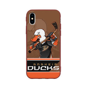 Чехол для Apple iPhone X силиконовый матовый с принтом Anaheim Ducks в Тюмени, Силикон | Печать на задней стороне чехла, без боковой панели | anaheim ducks | nhl | stanley cup | кубок стенли | кубок стэнли | нхл | хоккей | хоккейный клуб