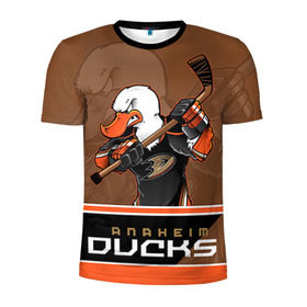 Мужская футболка 3D спортивная с принтом Anaheim Ducks в Тюмени, 100% полиэстер с улучшенными характеристиками | приталенный силуэт, круглая горловина, широкие плечи, сужается к линии бедра | anaheim ducks | nhl | stanley cup | кубок стенли | кубок стэнли | нхл | хоккей | хоккейный клуб