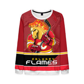 Мужской свитшот 3D с принтом Calgary Flames в Тюмени, 100% полиэстер с мягким внутренним слоем | круглый вырез горловины, мягкая резинка на манжетах и поясе, свободная посадка по фигуре | calgary flames | nhl | stanley cup | калгари флэймз | кубок стенли | кубок стэнли | нхл | флэймс | хоккей | хоккейный клуб