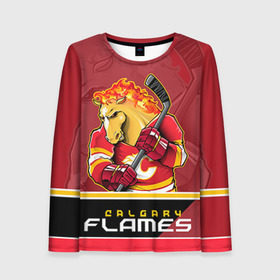 Женский лонгслив 3D с принтом Calgary Flames в Тюмени, 100% полиэстер | длинные рукава, круглый вырез горловины, полуприлегающий силуэт | calgary flames | nhl | stanley cup | калгари флэймз | кубок стенли | кубок стэнли | нхл | флэймс | хоккей | хоккейный клуб