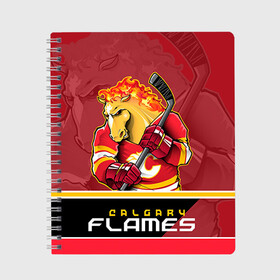 Тетрадь с принтом Calgary Flames в Тюмени, 100% бумага | 48 листов, плотность листов — 60 г/м2, плотность картонной обложки — 250 г/м2. Листы скреплены сбоку удобной пружинной спиралью. Уголки страниц и обложки скругленные. Цвет линий — светло-серый
 | calgary flames | nhl | stanley cup | калгари флэймз | кубок стенли | кубок стэнли | нхл | флэймс | хоккей | хоккейный клуб