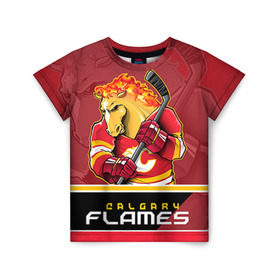 Детская футболка 3D с принтом Calgary Flames в Тюмени, 100% гипоаллергенный полиэфир | прямой крой, круглый вырез горловины, длина до линии бедер, чуть спущенное плечо, ткань немного тянется | calgary flames | nhl | stanley cup | калгари флэймз | кубок стенли | кубок стэнли | нхл | флэймс | хоккей | хоккейный клуб