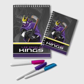 Блокнот с принтом Los Angeles Kings в Тюмени, 100% бумага | 48 листов, плотность листов — 60 г/м2, плотность картонной обложки — 250 г/м2. Листы скреплены удобной пружинной спиралью. Цвет линий — светло-серый
 | Тематика изображения на принте: los angeles kings | nhl | stanley cup | кубок стенли | кубок стэнли | лос анджелес кингз | лос анжелес короли | нхл | хоккей | хоккейный клуб