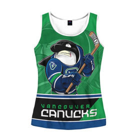 Женская майка 3D с принтом Vancouver Canucks в Тюмени, 100% полиэстер | круглая горловина, прямой силуэт, длина до линии бедра | nhl | stanley cup | vancouver canucks | ванкувер | ванкувер кэнакс | кубок стенли | кубок стэнли | нхл | трямкин | хоккей | хоккейный клуб