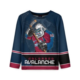 Детский лонгслив 3D с принтом Colorado Avalanche в Тюмени, 100% полиэстер | длинные рукава, круглый вырез горловины, полуприлегающий силуэт
 | colorado avalanche | nhl | stanley cup | варламов | григоренко | колорадо | колорадо эвеланш | кубок стенли | кубок стэнли | нхл | тютин | хоккей | хоккейный клуб