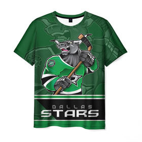 Мужская футболка 3D с принтом Dallas Stars в Тюмени, 100% полиэфир | прямой крой, круглый вырез горловины, длина до линии бедер | dallas stars | nhl | stanley cup | даллас | даллас старз | кубок стенли | кубок стэнли | ничушкин | нхл | хоккей | хоккейный клуб