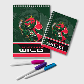 Блокнот с принтом Minnesota Wild в Тюмени, 100% бумага | 48 листов, плотность листов — 60 г/м2, плотность картонной обложки — 250 г/м2. Листы скреплены удобной пружинной спиралью. Цвет линий — светло-серый
 | minnesota wild | nhl | stanley cup | кубок стенли | кубок стэнли | минесота | миннесота уайлд | нхл | хоккей | хоккейный клуб