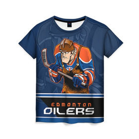 Женская футболка 3D с принтом Edmonton Oilers в Тюмени, 100% полиэфир ( синтетическое хлопкоподобное полотно) | прямой крой, круглый вырез горловины, длина до линии бедер | edmonton oilers | nhl | stanley cup | кубок стенли | кубок стэнли | нхл | хоккей | хоккейный клуб | эдмонтон | эдмонтон ойлерз | якупов