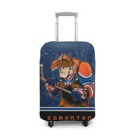 Чехол для чемодана 3D с принтом Edmonton Oilers в Тюмени, 86% полиэфир, 14% спандекс | двустороннее нанесение принта, прорези для ручек и колес | edmonton oilers | nhl | stanley cup | кубок стенли | кубок стэнли | нхл | хоккей | хоккейный клуб | эдмонтон | эдмонтон ойлерз | якупов