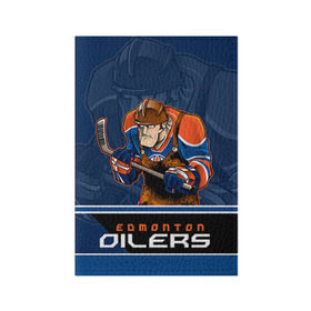 Обложка для паспорта матовая кожа с принтом Edmonton Oilers в Тюмени, натуральная матовая кожа | размер 19,3 х 13,7 см; прозрачные пластиковые крепления | edmonton oilers | nhl | stanley cup | кубок стенли | кубок стэнли | нхл | хоккей | хоккейный клуб | эдмонтон | эдмонтон ойлерз | якупов