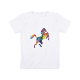 Детская футболка хлопок с принтом Геометрическая лошадь 2 в Тюмени, 100% хлопок | круглый вырез горловины, полуприлегающий силуэт, длина до линии бедер | 