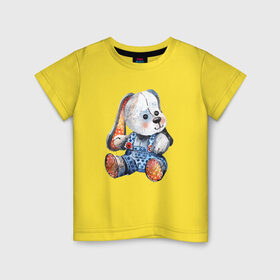 Детская футболка хлопок с принтом Акварельная плюшевая собачка в Тюмени, 100% хлопок | круглый вырез горловины, полуприлегающий силуэт, длина до линии бедер | акварель | дети | животные | игрушки